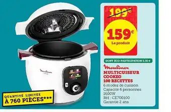 Super U Multicuiseur Cookeo 100 Recettes Moulinex offre
