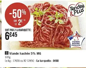Casino Supermarchés Viande Hachée 5% MG offre