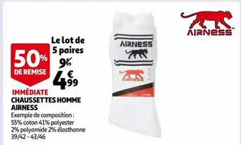 Auchan Chaussettes homme airness offre