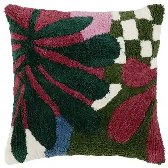 Maisons du Monde Housse de coussin en coton tufté vert, bleu et rose, 40x40 offre