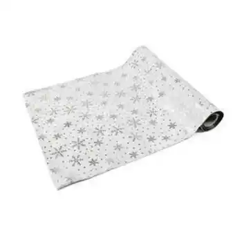 Chemin de table - 4 m x 28 cm - blanc, argent