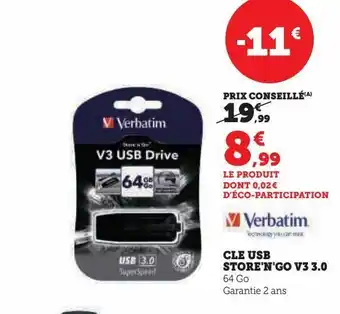 Super U Cle usb store'n go v3 3.0 offre