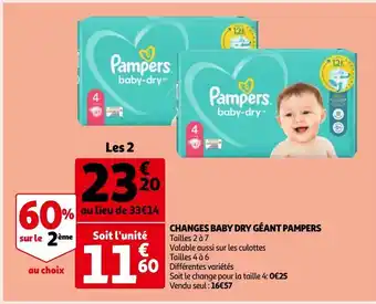Auchan Changes baby dry géant pampers offre