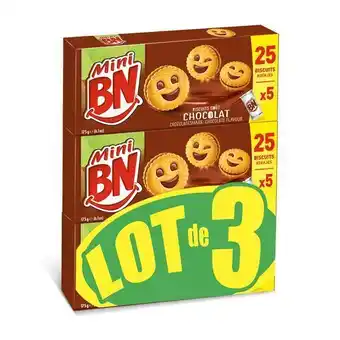 Auchan Le lot de 3 biscuits fourrés mini bn offre