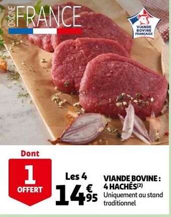 Auchan Viande bovine : 4 hachés offre
