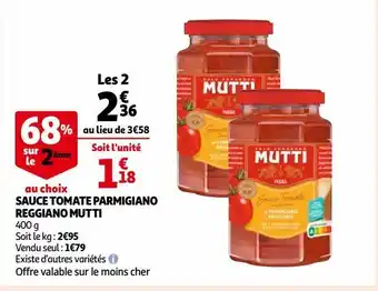 Auchan Sauce tomate parmigiano reggiano mutti offre