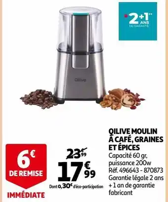 Auchan Qilive moulin à café, graines et épices offre