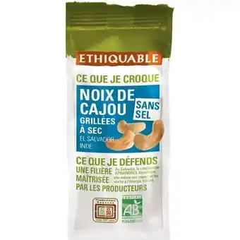 Auchan Noix de cajou grillées sans sel bio ethiquable offre