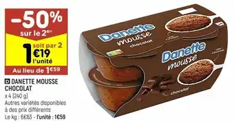 Leader Price Mousse au chocolat danette offre