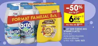 Leader Price Lait demi-écrémé lactel offre