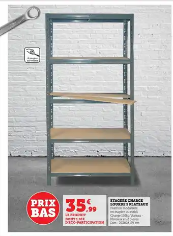 Etagere charge lourde 5 plateaux