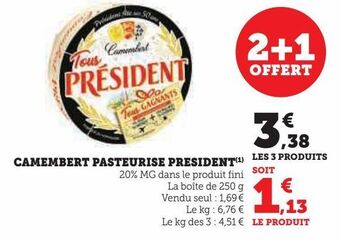 Hyper U Camembert pasteurise president offre