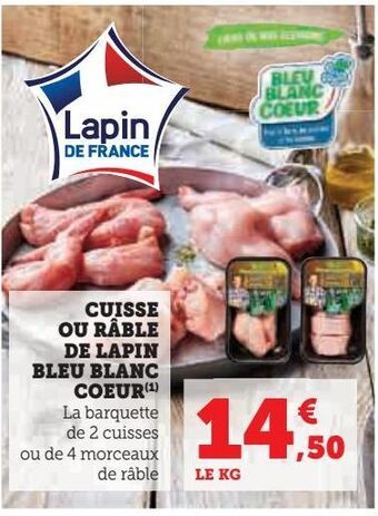 Hyper U Cuisse ou râble de lapin bleu blanc coeur offre