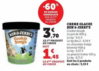 Hyper U Creme glacee ben & jerry's offre