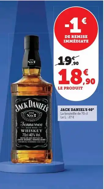 Hyper U Jack daniel's 40° offre