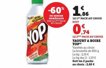 Hyper U Yaourt a boire yop offre