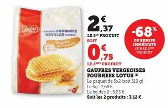 Hyper U Gaufres vergeoises fourrees lotus offre