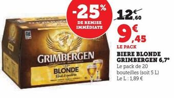 Hyper U Biere blonde grimbergen 6,7° offre