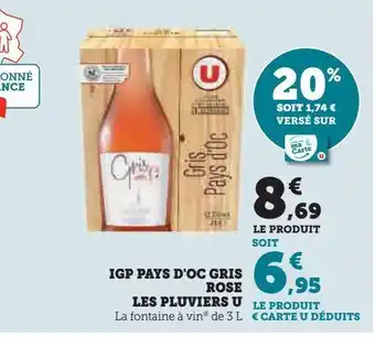 Hyper U Igp pays d'oc gris rose les pluviers u offre