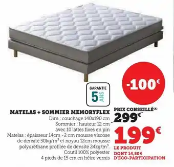 Hyper U Matelas + sommier memoryflex offre
