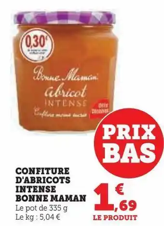 Super U Confiture d'abricots intense bonne maman offre