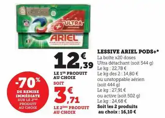 Hyper U Lessive ariel pods+ offre