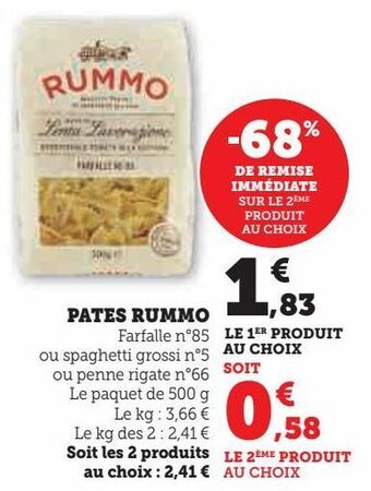 Super U Pates rummo offre