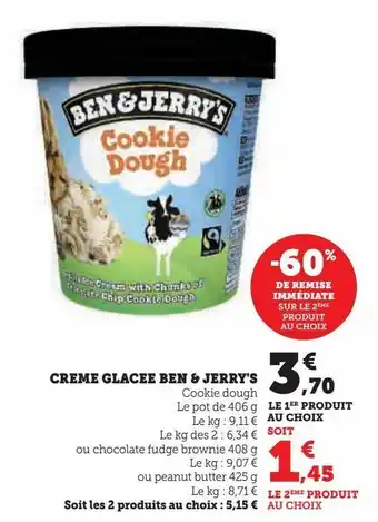 Super U Creme galcee ben & jerry's offre