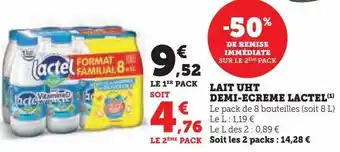 Super U Lait uht demi-eceme lactel offre