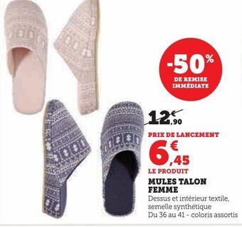 Hyper U Mules talon femme offre