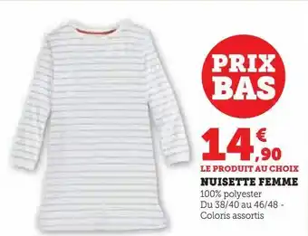 Hyper U Nuisette femme offre