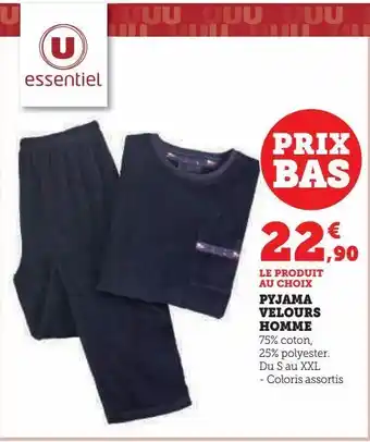 Hyper U Pyjama velours homme offre