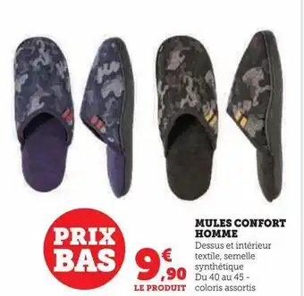 Hyper U Mules confort homme offre