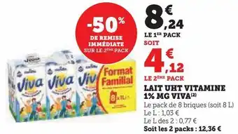 Super U Lait uht vitamine 1% mg viva offre