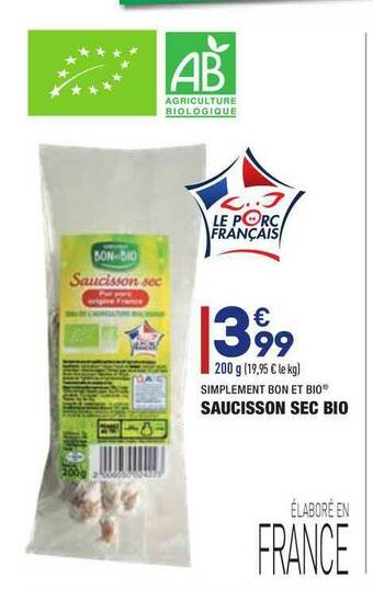 ALDI Saucisson Sec Bio Simplement Bon Et Bio offre