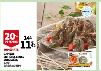 Auchan Gambas entières crues surgelées offre