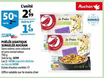 Auchan Poêlée asiatique surgelée auchan offre