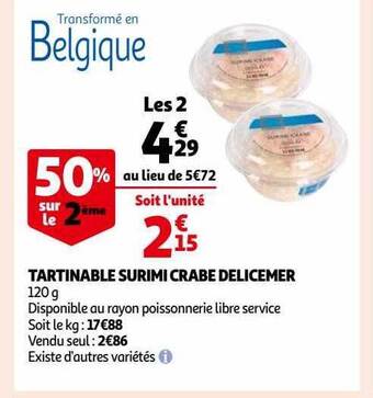 Auchan Tartinable surimi crabe delicemer offre
