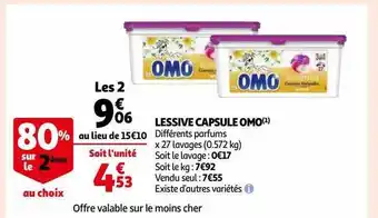 Auchan Lessive capsule omo offre