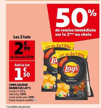 Auchan Chips saveur barbecue lay's offre