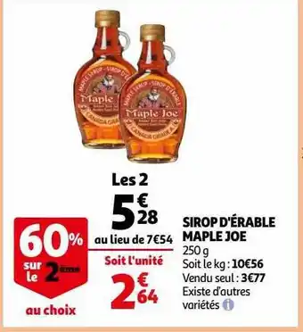 Auchan Sirop d'érable maple joe offre