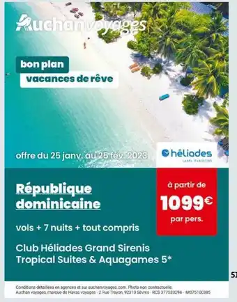 Auchan Auchan voyages : république dominicaine offre