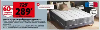 Auchan Matelas ressort ensachés 140 x 190 cm king style offre