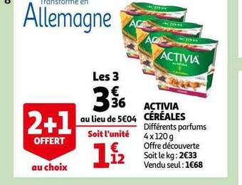 Auchan Activia céréales offre