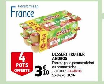 Auchan Dessert fruitier andros offre