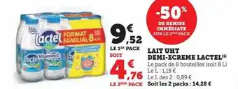 Super U Lait uht demi-écrémé lactel offre