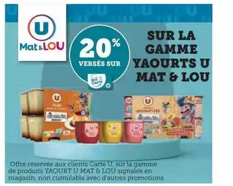 Super U La gamme yaourts u mat & lou offre