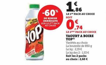 Super U Yaourt à boire yop offre