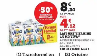 Lait uht vitamine 1% mg viva