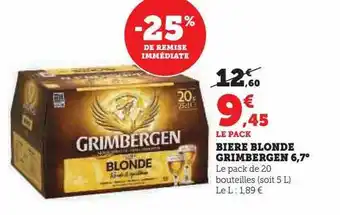 Super U Bière blonde grimbergen 6,7° offre